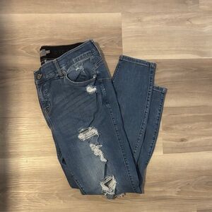 torrid Distressed Dark Blue Skinny Jeans